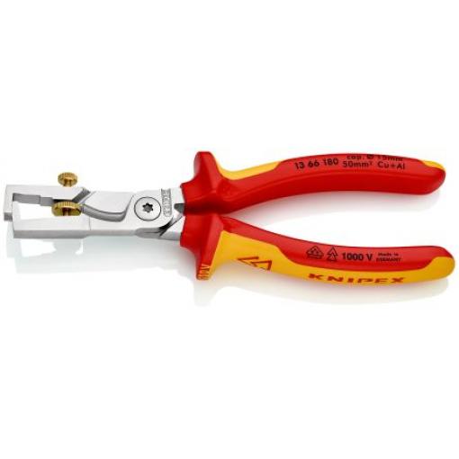 Štípací kleště, řada: 13 66 13 66 180, typ kabelu: Měď 0.1 to 10 mm² celková délka 180 mm Knipex