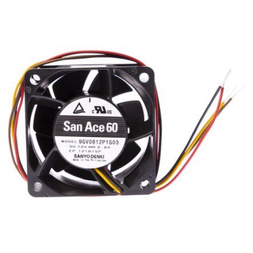 Sanyo Denki Axiální ventilátor, řada: San Ace 9GV, průtok vzduchu: 142.2 m³/h 33.6 W 12 V dc 2.8 A 60 mm 60 mm 38 mm