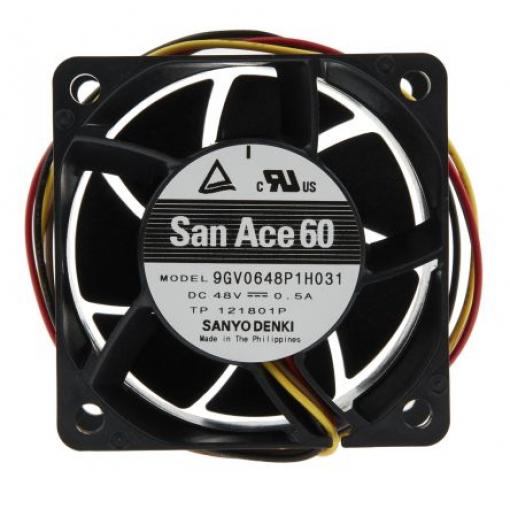 Sanyo Denki Axiální ventilátor, řada: San Ace 9GV, průtok vzduchu: 129 m³/h 24 W 48 V dc 500 mA 60 mm 60 mm 38 mm