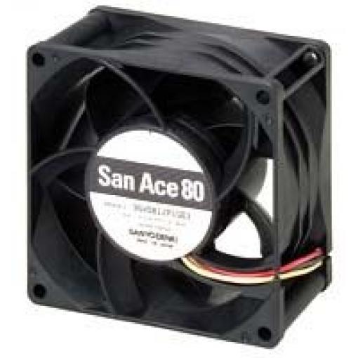 Sanyo Denki Axiální ventilátor, řada: San Ace 9GV, průtok vzduchu: 222 m³/h 36 W 12 V dc 3 A 80 mm 80 mm 38 mm