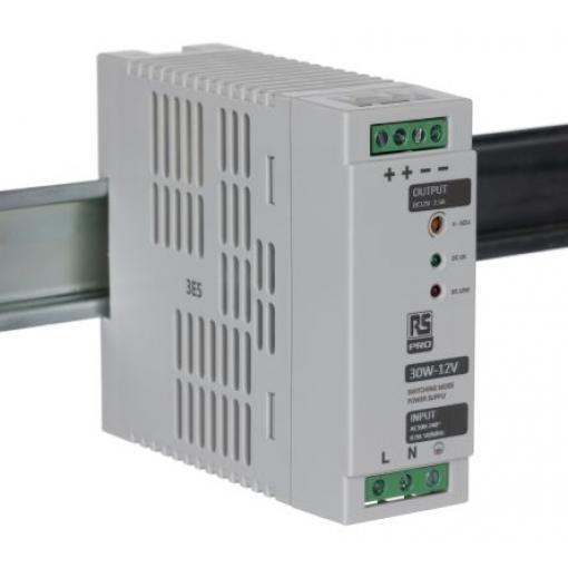 RS PRO Napájecí zdroj na lištu DIN, počet výstupů: 1 Spínaný napájecí zdroj 264V ac 2.5 A St. 12.3V dc DC 30 W