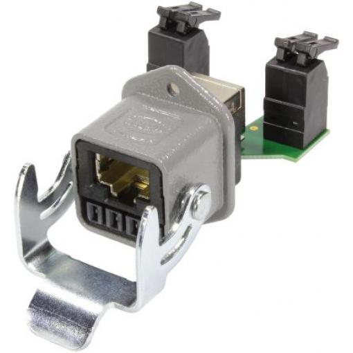 HARTING Konektor RJ45, řada: 09452 Vnitřní Kat6, počet cest: 16, Rovný, Montáž do panelu Stíněné, počet portů: 16portový