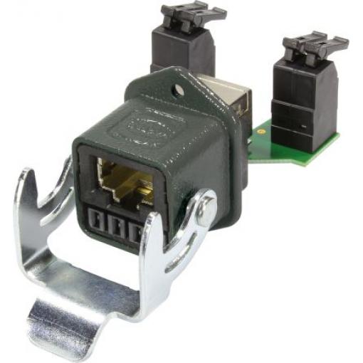 HARTING Konektor RJ45, řada: 09452 Vnitřní Kat6, počet cest: 8, Rovný, Montáž do panelu Stíněné, počet portů: 4portový