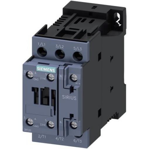Siemens Relé na přetížení, rozsah: 3RT2 1 NO/1 NC a hodnotami FLC motoru 17A 7.5 kW 24V dc 3P