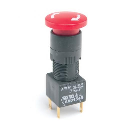 APEM A01 Tlačítko nouzového vypínače Montáž do panelu 16 mm DPDT IP65