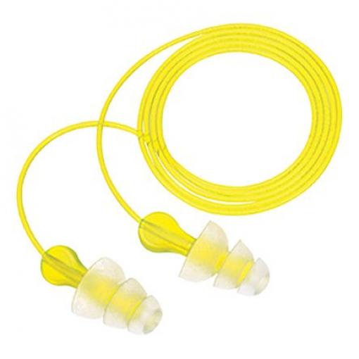 Ušní zátky Opakovaně použitelné, Žlutá, Šňůrové, Elastomer 29dB 100 párů v balení CE, EN 352-2