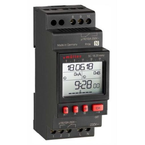Časový spínač na lištu DIN SC 18 SC 18.20 EASY 230V 50-60HZ, počet kanálů: 2 Muller 230V ac