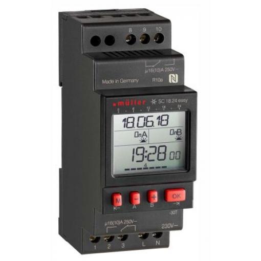 Časový spínač na lištu DIN SC 18 SC 18.24 EASY 230V 50-60HZ, počet kanálů: 2 Muller 230V ac