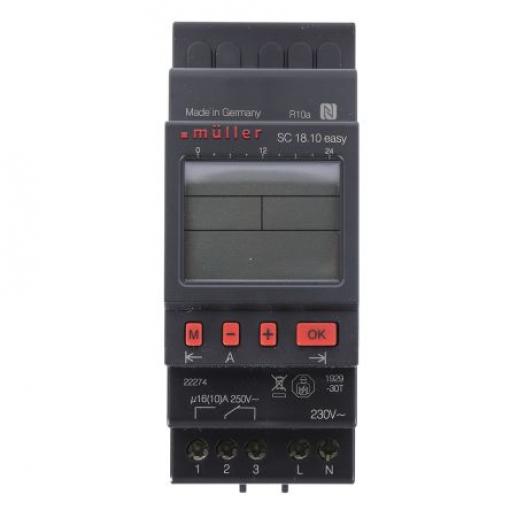 Časový spínač na lištu DIN SC 18 SC 18.10 EASY 230V 50-60HZ, počet kanálů: 1 Muller 230 V ac