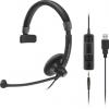 Sluchátka na uši 507083 USB A, Zástrčka Jack Sennheiser, Černá