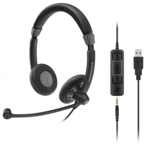 Sluchátka na uši SC 75 USB MS 507086 Sennheiser, Černá Nad hlavou