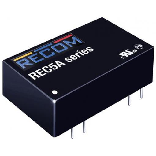 Recom Měnič DC/DC REC5A, výstup: 5 V dc 2 kV dc, Vin 36V dc 1 A, Vin 18V 5 W -40 °C 68 °C Průchozí otvor