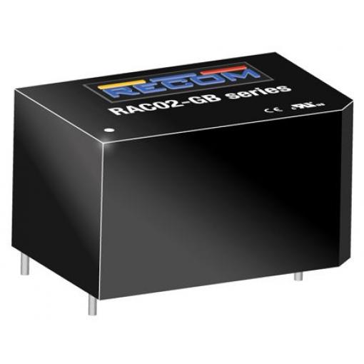 Spínaný napájecí zdroj, počet výstupů: 1 5V dc Montáž na plošný spoj 2 W RAC02-GB Recom 264V ac