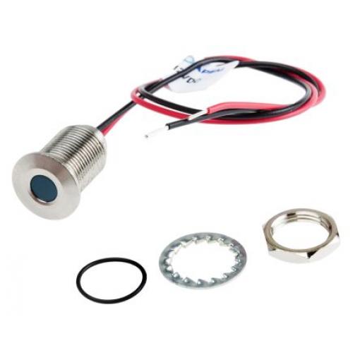 Indikátor pro montáž do panelu Zapuštěné barva Modrá Olověný drát, 10.8 V dc, 13.2 V dc RS PRO, IP67