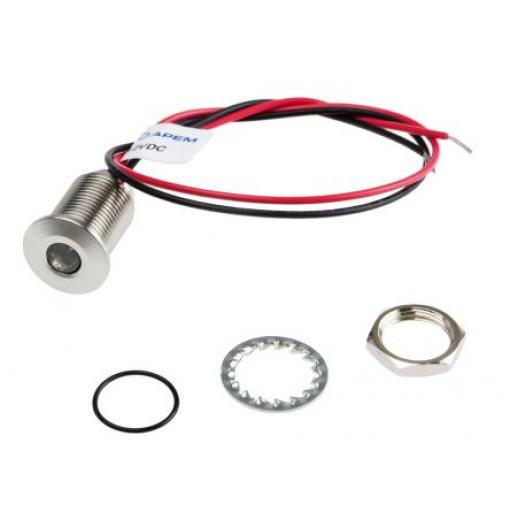 Indikátor pro montáž do panelu Zapuštěné barva Zelená Olověný drát, 10.8 V dc, 13.2 V dc RS PRO, IP67