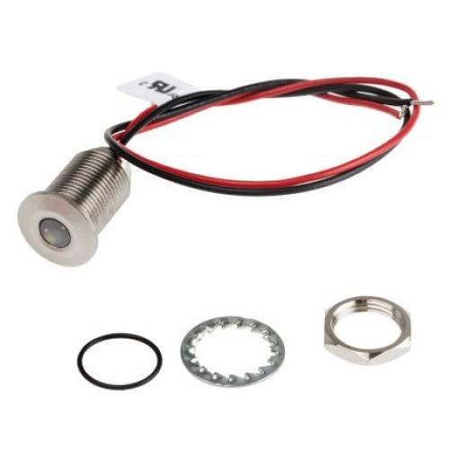 Indikátor pro montáž do panelu Zapuštěné barva Bílá Olověný drát, 10.8 V dc, 13.2 V dc RS PRO, IP67