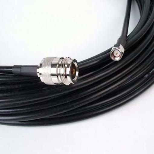 Koaxiální kabel, řada: N Type, SMA LLC200A, Černá Polyvinylchlorid, vnější průměr: 5 mm OD 20 m 50 Ω Siretta S koncovkou