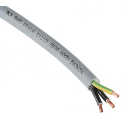 Ovládací kabel 3žilový plocha průřezu 1.5 mm² 15 AWG, 500V Nestíněný Bez halogenů plášť, Šedá, vnější průměr: 6.7 mm