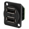 RS PRO Konektor USB, řada: CP Vnitřní, počet portů: 2portový, orientace těla: Rovný USB typu A, 500 V, Panel USB 2.0