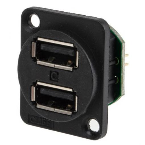 RS PRO Konektor USB, řada: CP Vnitřní, počet portů: 2portový, orientace těla: Rovný USB typu A, 500 V, Panel USB 2.0
