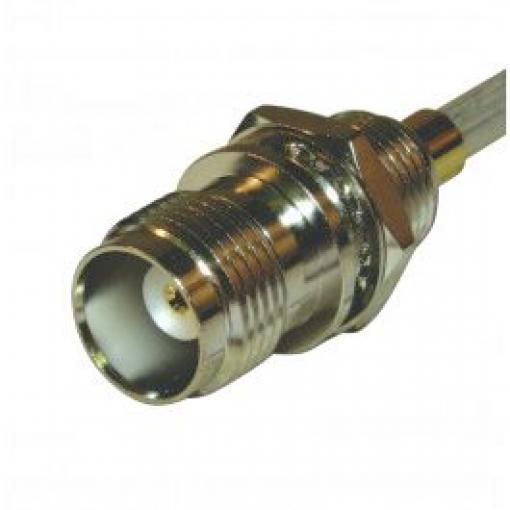 Konektor TNC, Samice, orientace těla: Rovný, Standardní, 50Ω, Kabelová montáž izolace pájenímBulkhead Fitting +165°C