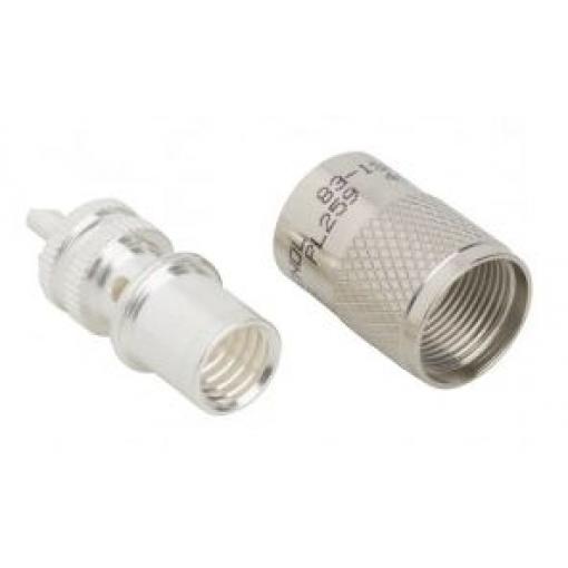 Konektor UHF, Samecpřímý, Standardní, Kabelová montáž izolace pájením +165°C -65°C, typ kabelu: RG-213, RG-214, RG-225,