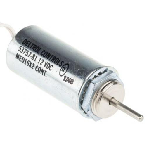 Lineární solenoid, průměr plunžru: 11.11mm, 15Ω, 12 V DC, 24 (Wire Lead)AWG, 25,4 (průměr) x 60,33 mm, 10 W