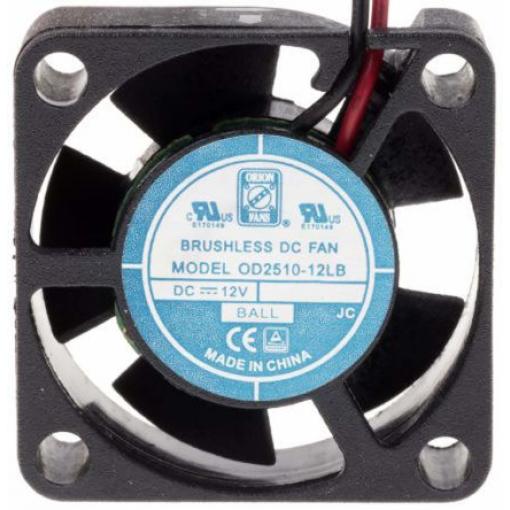 RS PRO Axiální ventilátor, řada: OD2510, průtok vzduchu: 3.1 m³/h 480 mW 12 V dc 40 mA IP55 25 mm 25 mm 10 mm
