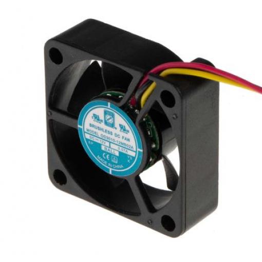 RS PRO Axiální ventilátor, řada: OD3010, průtok vzduchu: 6.8 m³/h 840 mW 12 V dc 90 mA IP55 30 mm 30 mm 10.2 mm
