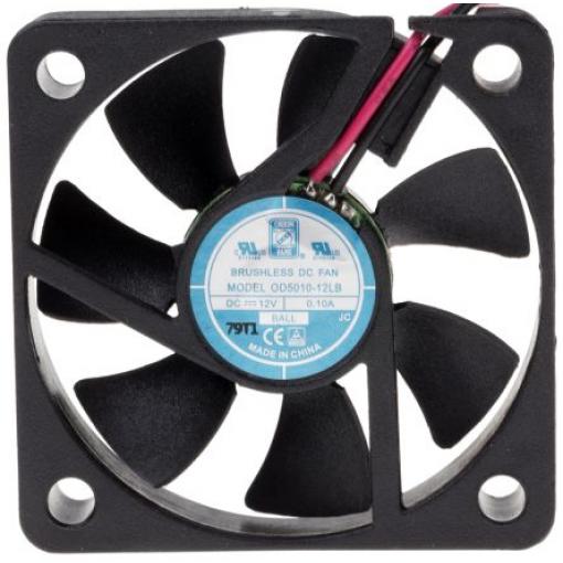 RS PRO Axiální ventilátor, řada: OD5010, průtok vzduchu: 15.3 m³/h 960 mW 12 V dc 80 mA IP55 50 mm 50 mm 10.5 mm