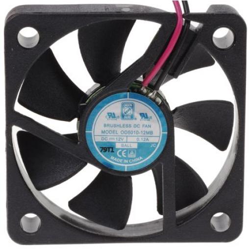 RS PRO Axiální ventilátor, řada: OD5010, průtok vzduchu: 16.9 m³/h 1.08 W 12 V dc 90 mA IP55 50 mm 50 mm 10.5 mm