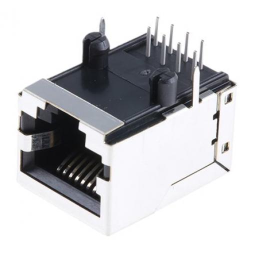 RS PRO Konektor RJ45, řada: SS Vnitřní Kat4, počet cest: 8, Pravý úhel, Montáž na plošný spoj Stíněné, počet portů: