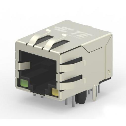 TE Connectivity Konektor RJ45, řada: 2031994 Vnitřní Kat6, počet cest: 8, Pravý úhel, Montáž na plošný spoj Niklovaná