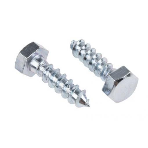 RS PRO Vrut do dřeva s šestihrannou hlavou, Lesklý zinek Šestihranný, Ocel, M8, délka: 30 mm