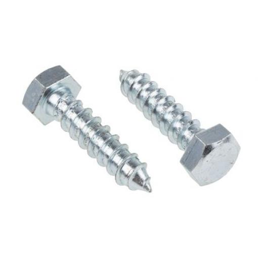 RS PRO Vrut do dřeva s šestihrannou hlavou, Lesklý zinek Šestihranný, Ocel, M12, délka: 50 mm