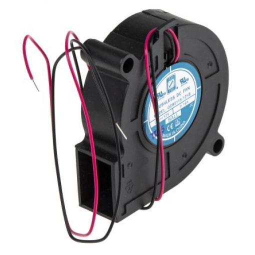 RS PRO Odstředivý ventilátor Dmychadlo, průtok vzduchu: 4.2 cfm 12V dc DC 51.11 mm 15mm 51.11 mm