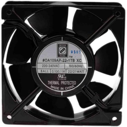 RS PRO Axiální ventilátor, řada: OA109A, průtok vzduchu: 222.6 m³/h 22 W 230V ac 100 mA IP55 120 mm 120mm 38 mm