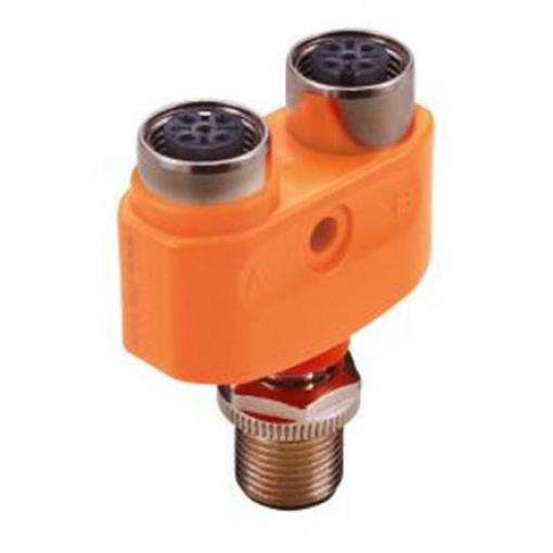ifm electronic Adaptér pro kulaté konektory, řada: EB M12 Poniklovaný Vnitřní, 90 °C, 0 °C M12, materiál kontaktu: Zlatá