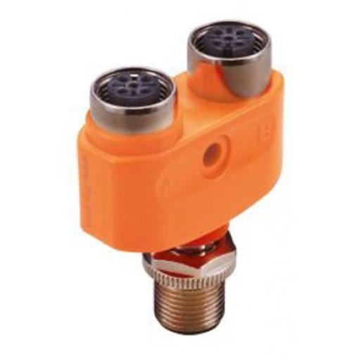 ifm electronic Adaptér pro kulaté konektory, řada: EB M12 Poniklovaný Vnitřní, 90 °C, 0 °C M12, materiál kontaktu: Zlatá