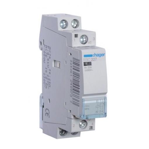 Hager 1 NO, 1 NC Stykač napětí ve vinutí 230V ac 2pólový 25 A 230V ac 2.9 VA s 1 NO/1 NC kontakty 230V ac Řízení motoru,