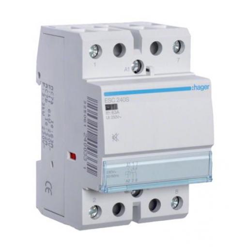 Hager 2 NO Stykač napětí ve vinutí 230V ac 2pólový 40 A 400V ac 6.5 kW s 2 NO kontakty 230V ac Řízení motoru, rozsah:
