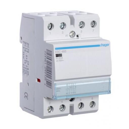 Hager 2 NO, 2 NC Stykač napětí ve vinutí 230V ac 4pólový 63 A 400V ac 7 W s 2 NO/2 NC kontakty 230V ac Řízení motoru,