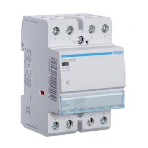 Hager 4 NO Stykač napětí ve vinutí 24 V ac 4pólový 40 A 400V s 4 NO kontakty 24 V Řízení motoru, rozsah: ESC 4P
