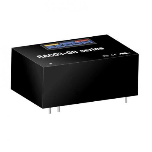 Spínaný napájecí zdroj, počet výstupů: 1 RAC03-12SGB 12V dc Montáž na plošný spoj 3 W RAC03-GB Recom 305V ac