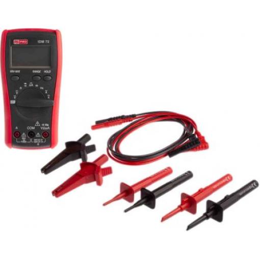 Multimetr Ruční 10 A ac, typ displeje: Digitální 600 V ac, číslo modelu: IDM72 RS PRO True RMS 10 A dc