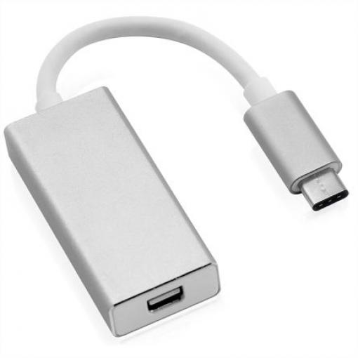 Roline Kabel USB do zásuvky IC Vnější, A: USB typu C, 100 mm Vnitřní, Stříbrná, B: Mini DisplayPort