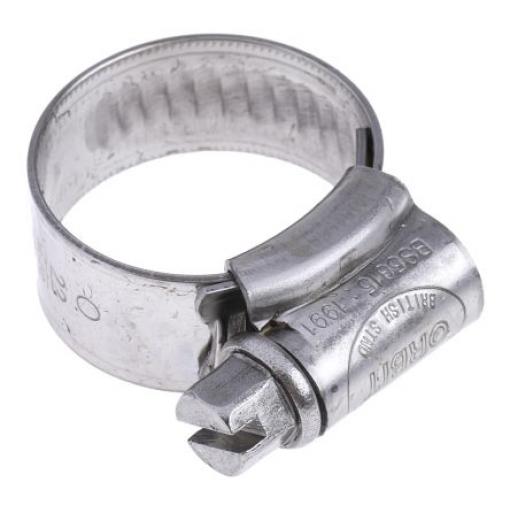 Hadicová a stahovací spona Šnekový převod, Nerezová ocel Šroub s šestihrannou hlavou RS PRO 22 mm (vnitřní prům.)