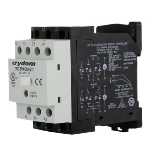 Sensata / Crydom Polovodičový stykač 3pólový 7.6 A 400V ac s 1 NO/1 NC kontakty Stykač, Reverzační stykač, rozsah: DRC