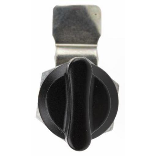 Zámek skříňky S klíčem, Knoflík, Tlakově litý zinek, hloubka od panelu k jazýčku: 19.5 mm, Chromová Černá 16.2 x 14.2 mm