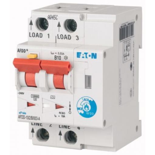 Eaton Domovní jistič RCBO, rozsah: AFDD 2pólový 10 A vypínací citlivost 30 mA, rozsah: AFDD St. RoHS, IEC